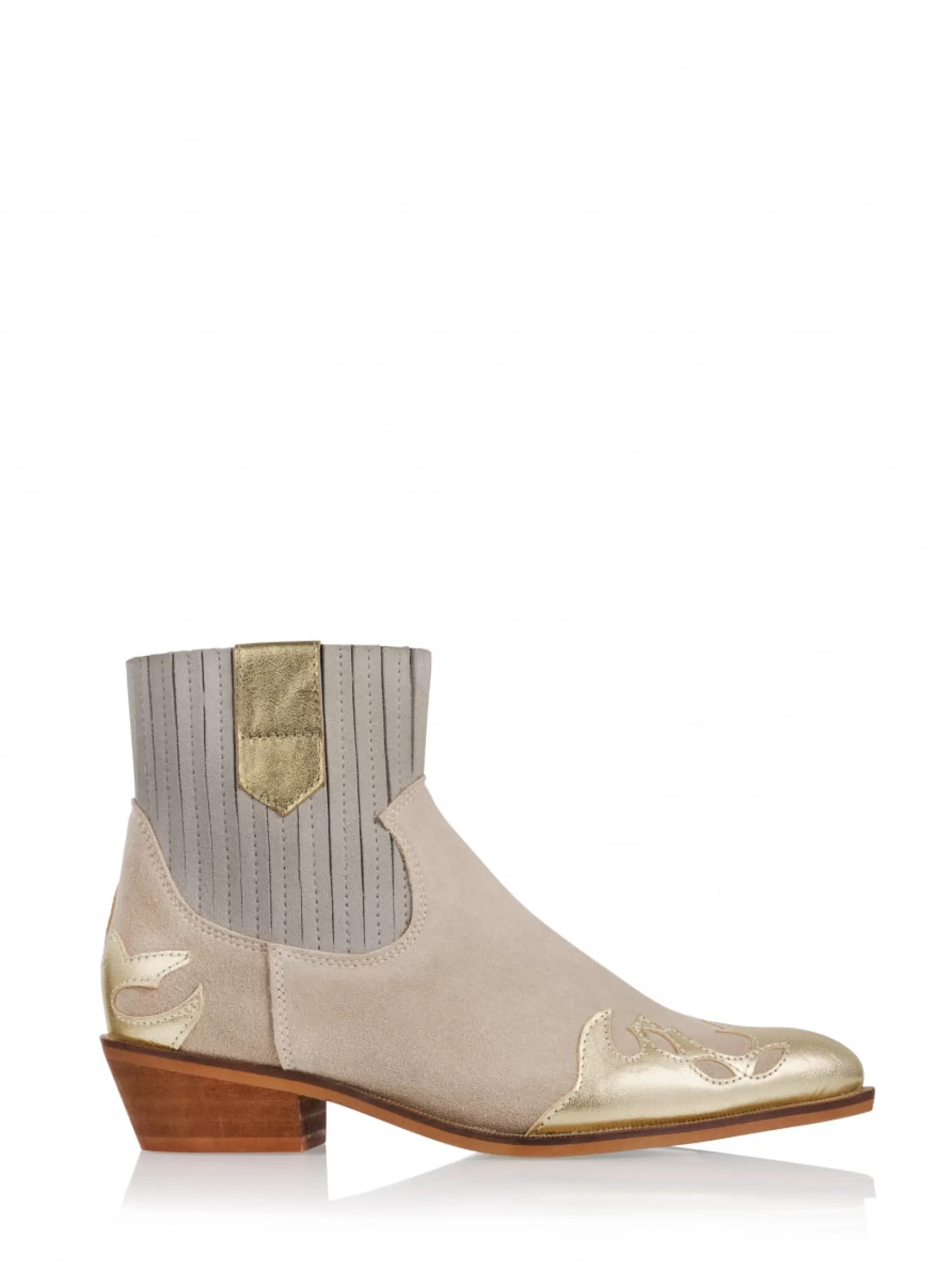 DWRS label WESTERNBOOTS>AUSTIN suede - Western Enkellaarsjes | Sand / Gold