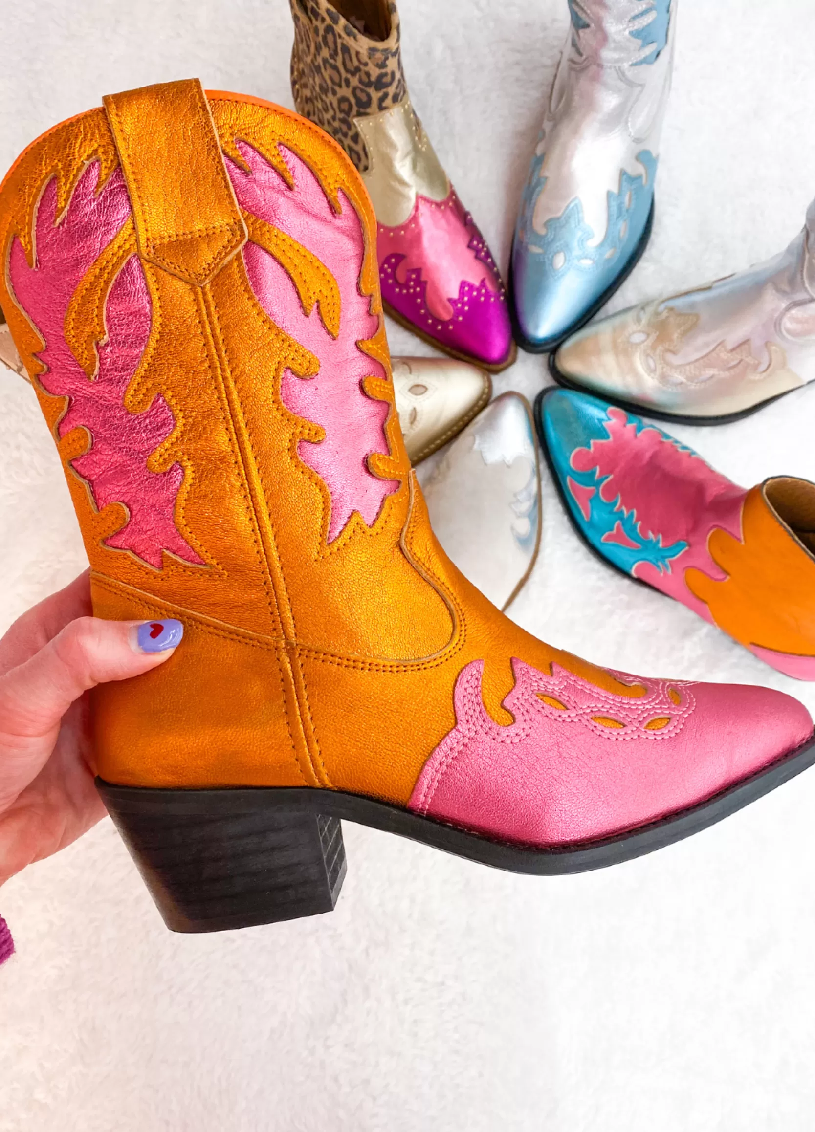 DWRS label WESTERNBOOTS>BELLA sequins - Westernboots | Orange / Pink