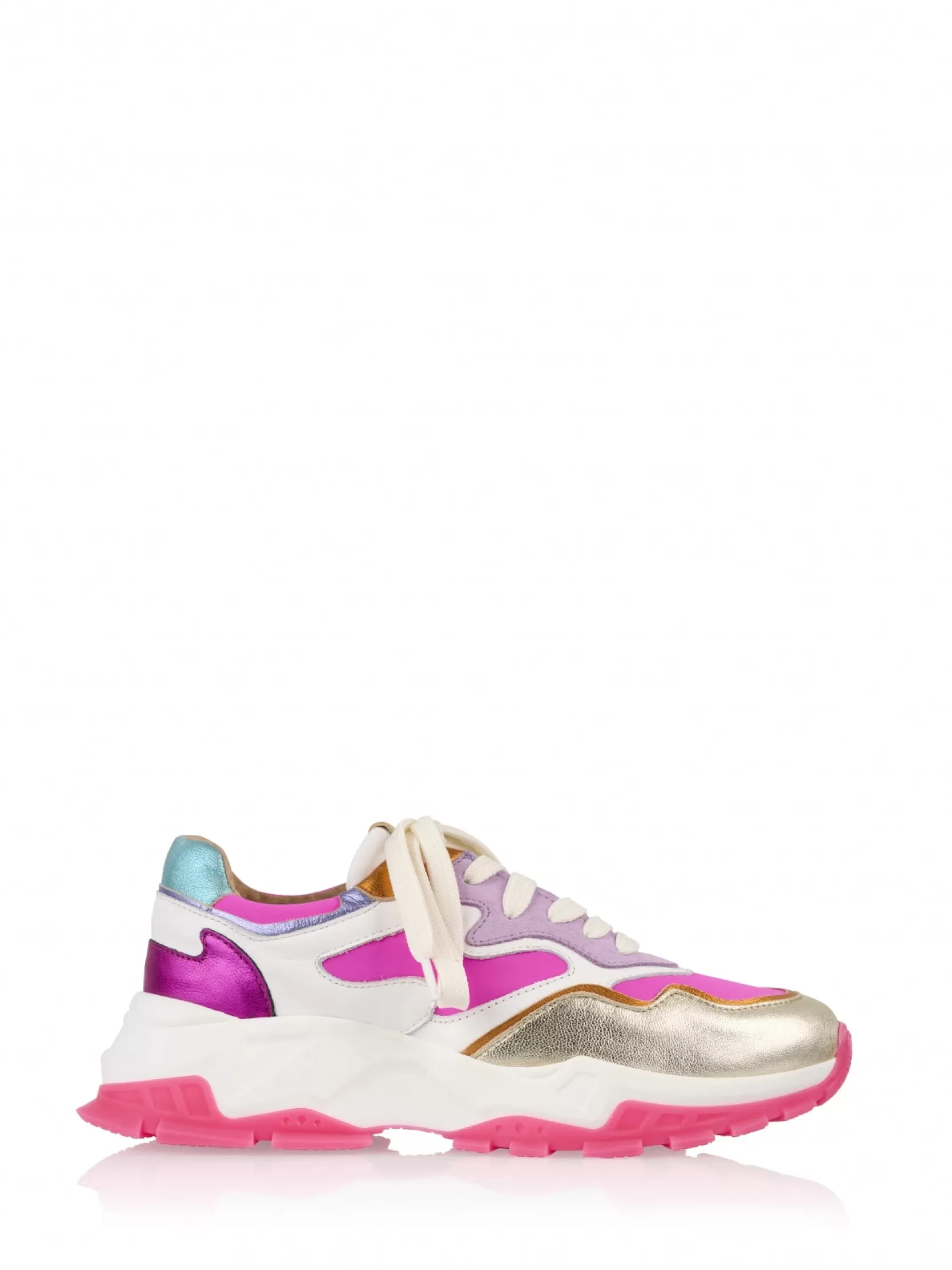 DWRS label SNEAKERS>CHESTER leer - Sneakers | White / Neon Pink