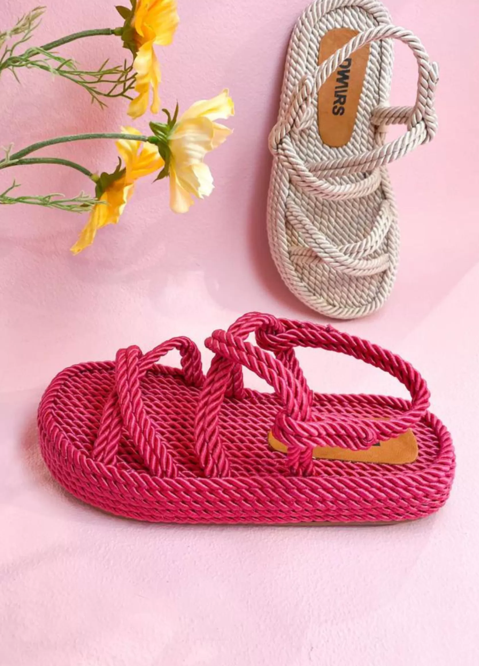 DWRS label SLIPPERS EN SANDALEN>MALMO touw - Sandalen | Pink