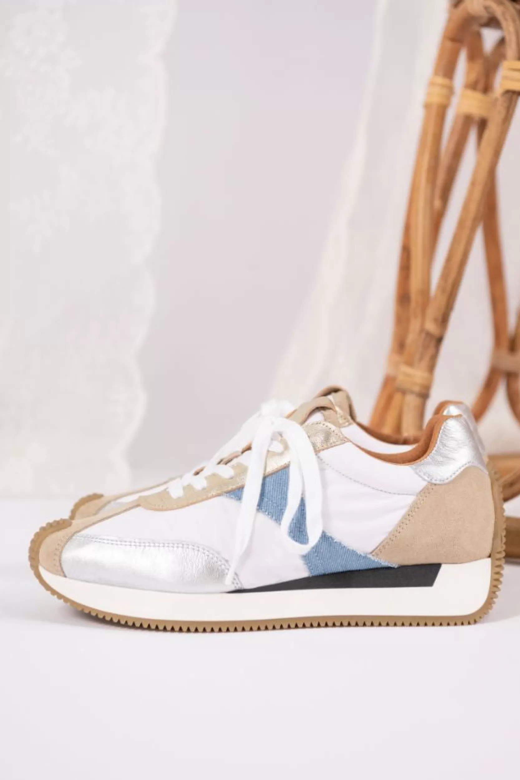 DWRS label SNEAKERS>SCOBEY denim - Sneakers | Champagne / Jeans