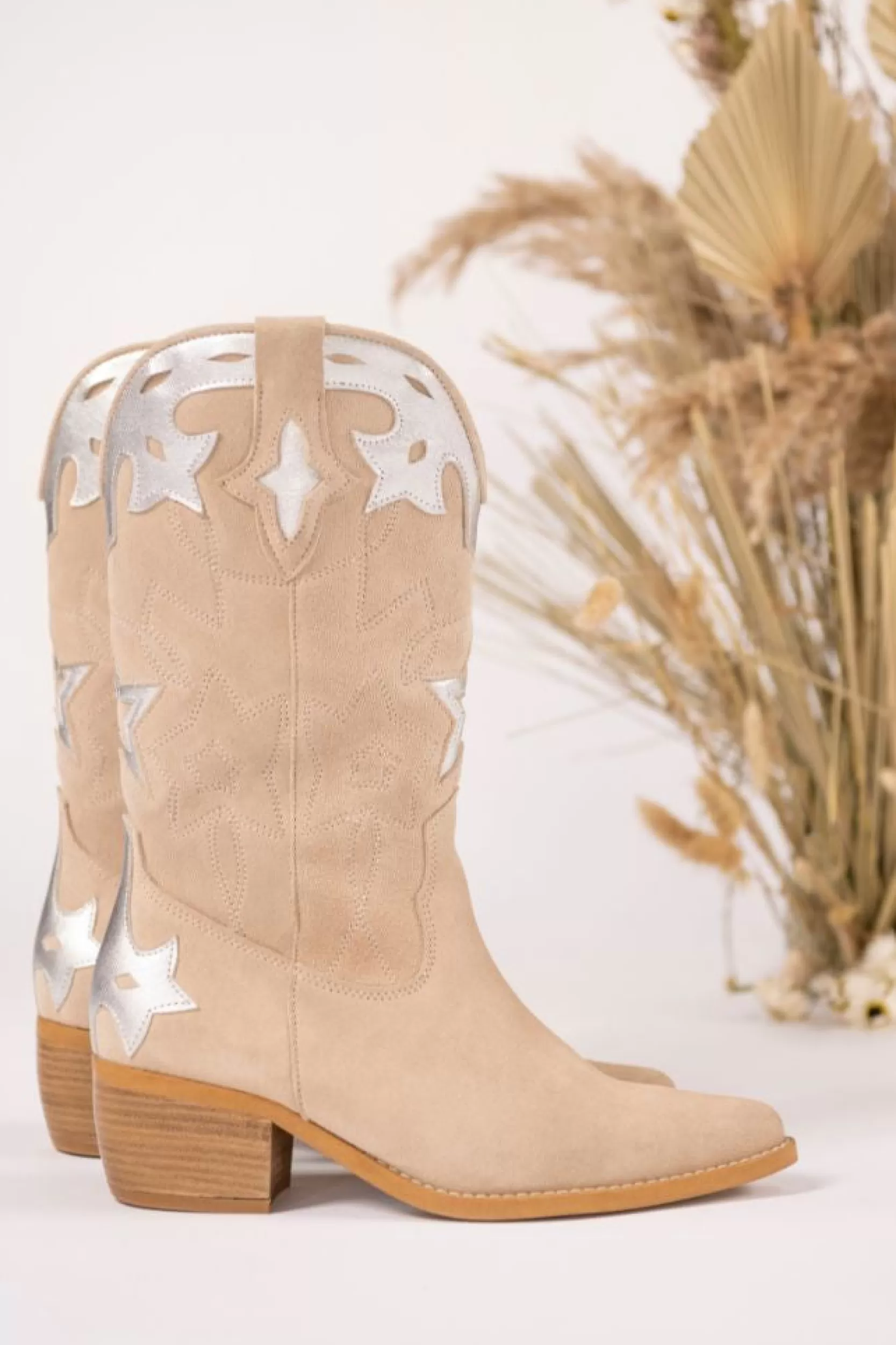 DWRS label WESTERNBOOTS>SHELBY suede - Westernboots | Sand / Silver