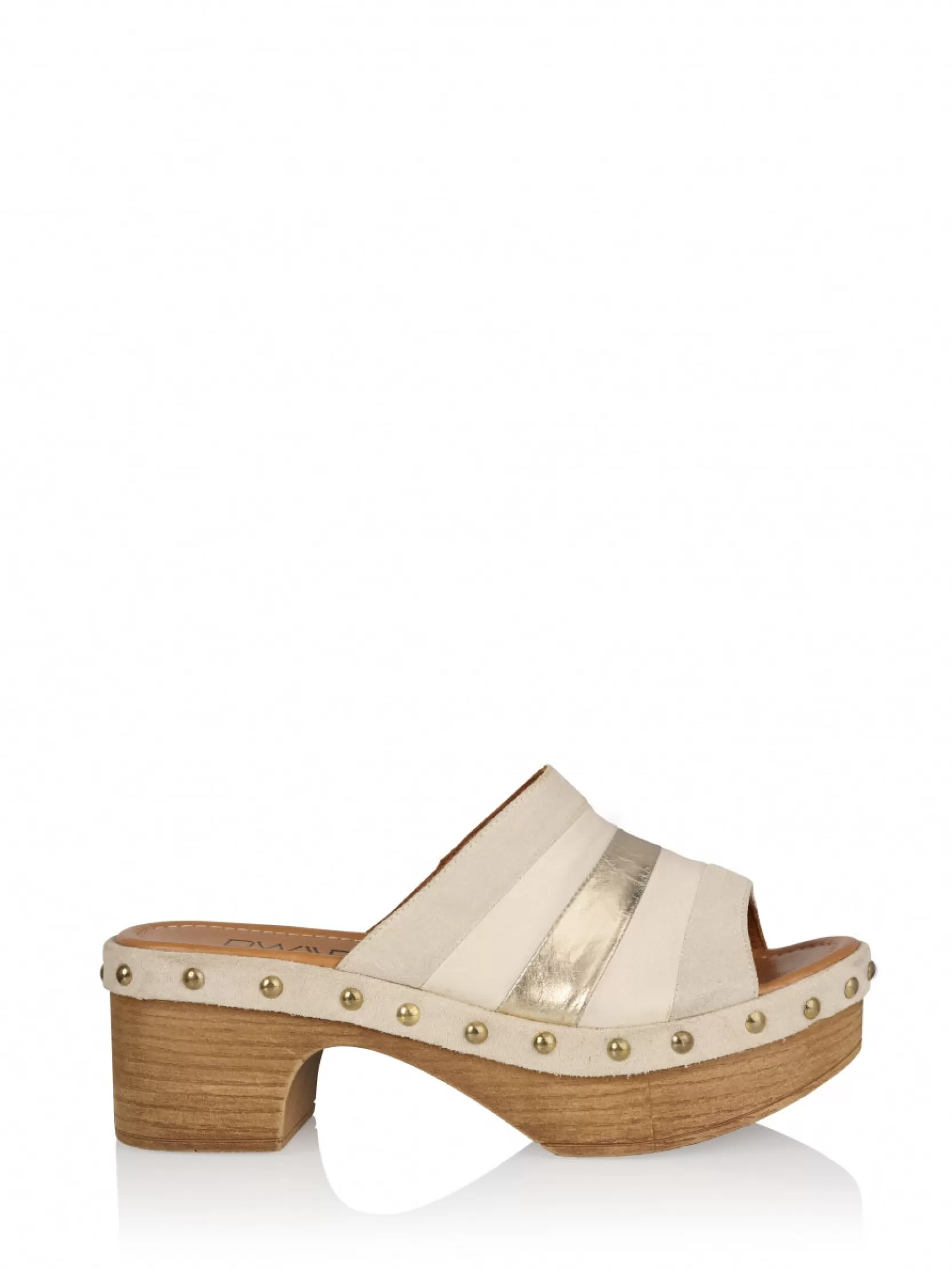 DWRS label HAKKEN | SLIPPERS EN SANDALEN>SNEEK - Hakken | Off White / Gold